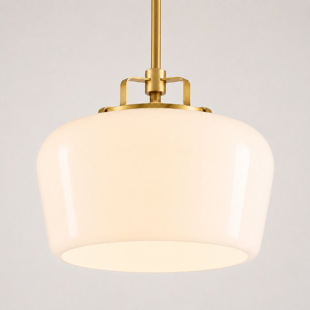 Hanglamp Retro met Glazen Kap en Messing Fitting