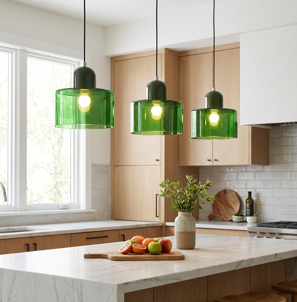 Hanglamp Retro met Glazen Kap en Verstelbare Kabellengte