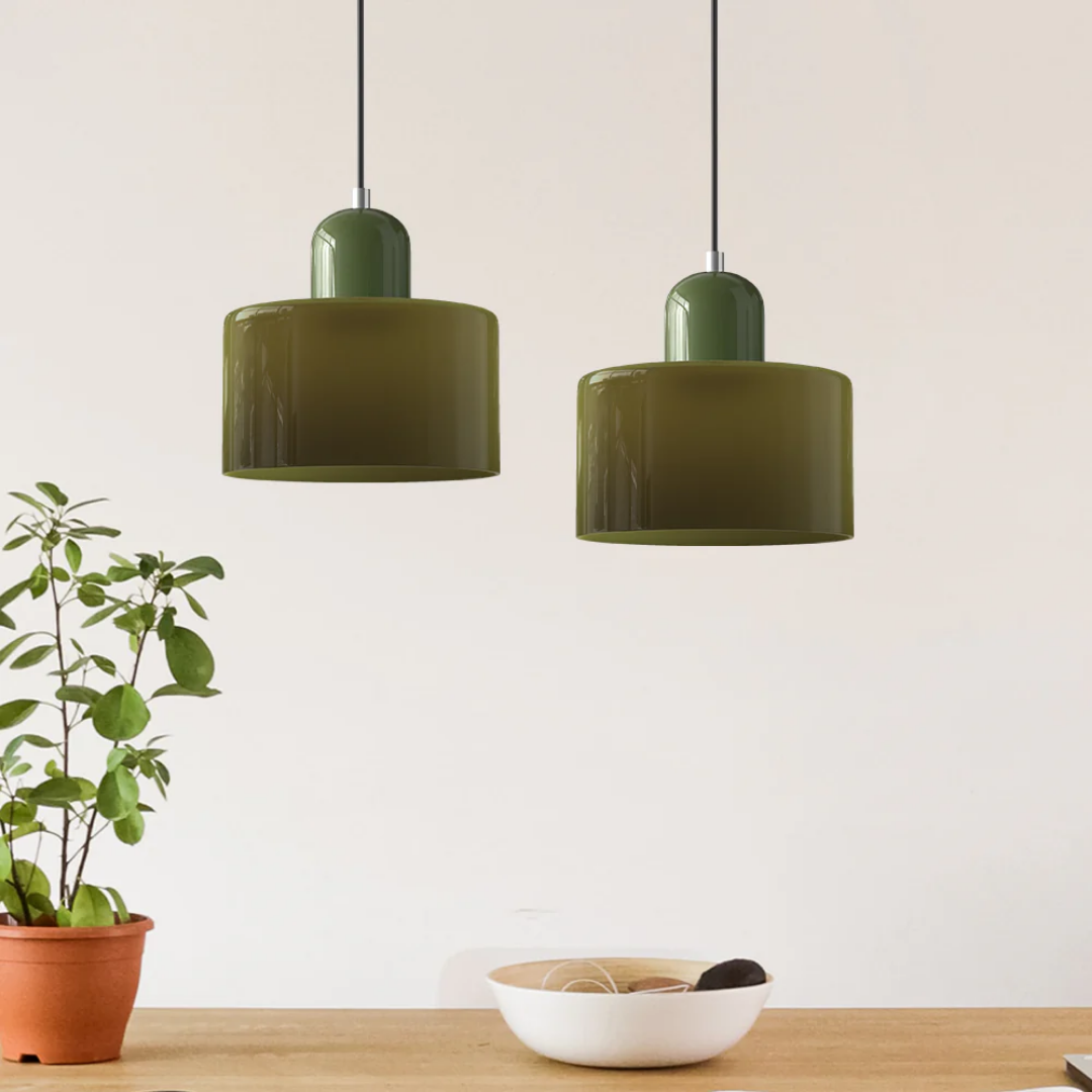 Hanglamp Retro met Glazen Kap en Verstelbare Kabellengte