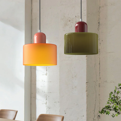 Hanglamp Retro met Glazen Kap en Verstelbare Kabellengte