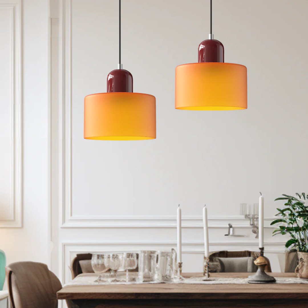 Hanglamp Retro met Glazen Kap en Verstelbare Kabellengte