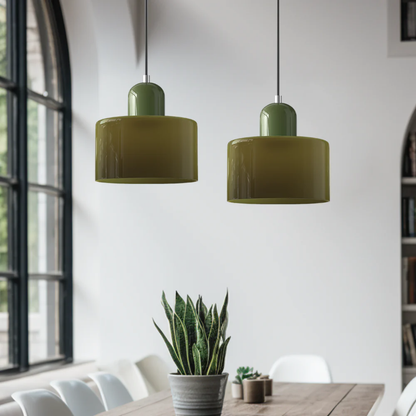 Hanglamp Retro met Glazen Kap en Verstelbare Kabellengte