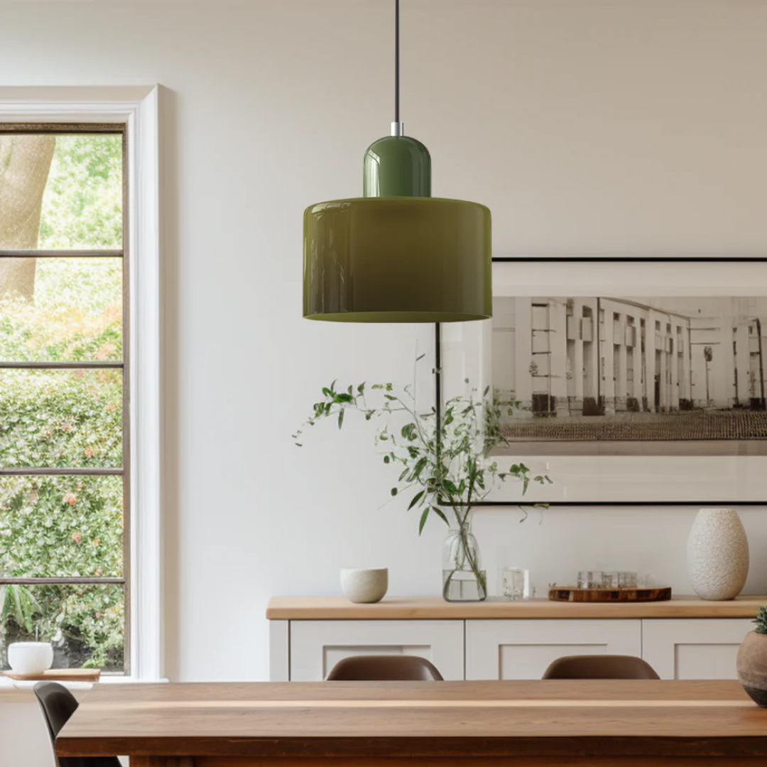 Hanglamp Retro met Glazen Kap en Verstelbare Kabellengte