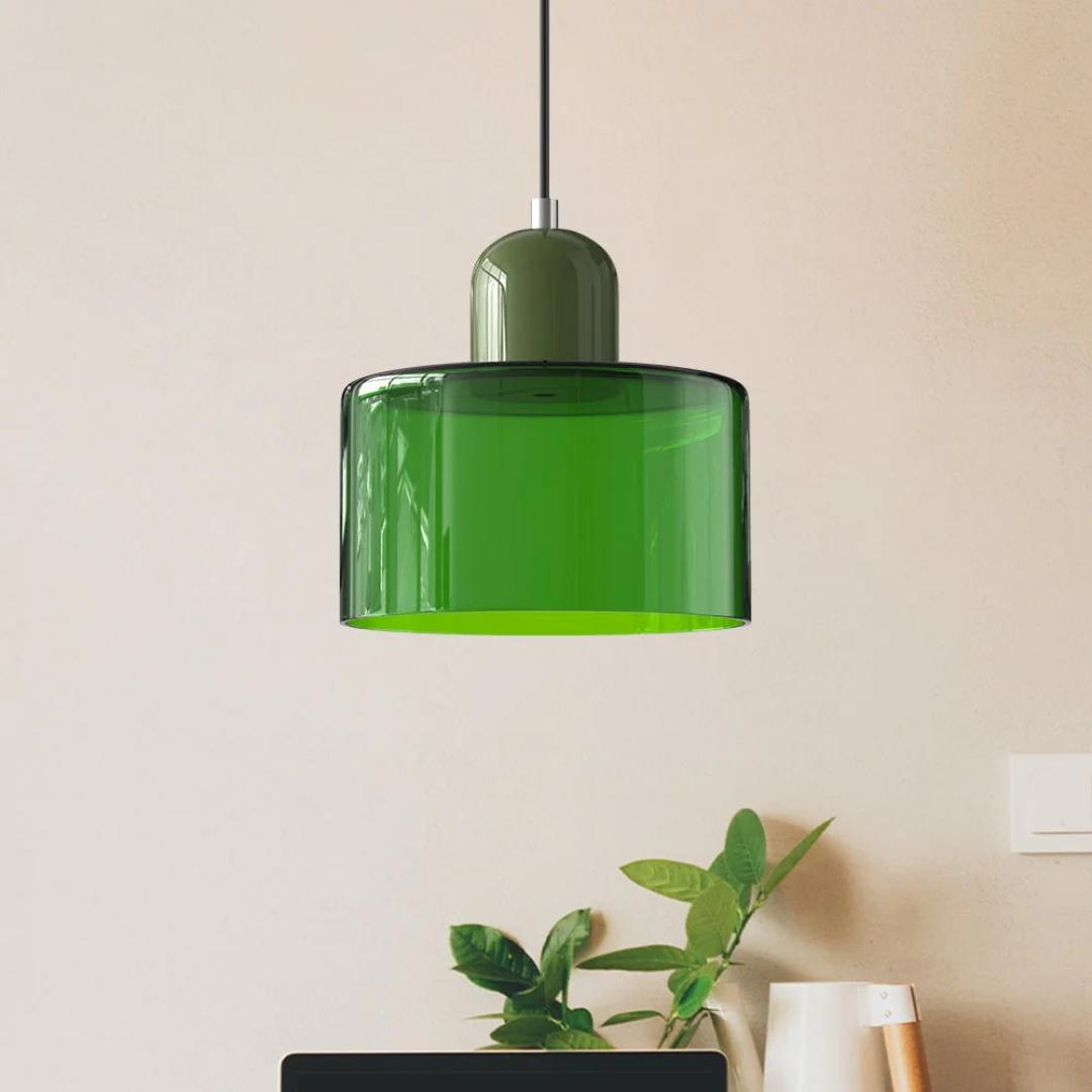 Hanglamp Retro met Glazen Kap en Verstelbare Kabellengte