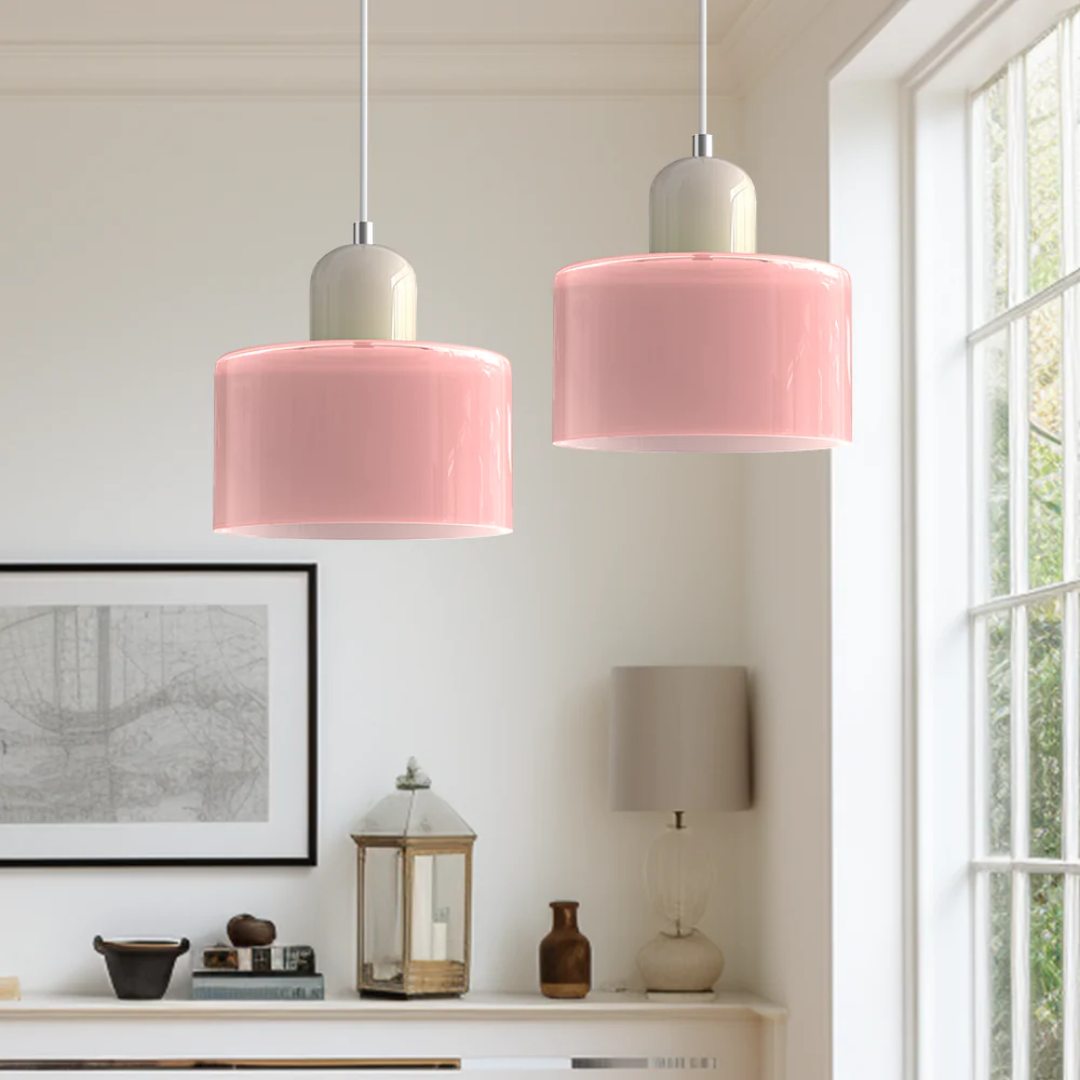 Hanglamp Retro met Glazen Kap en Verstelbare Kabellengte