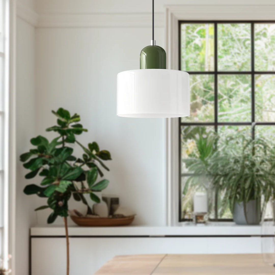 Hanglamp Retro met Glazen Kap en Verstelbare Kabellengte