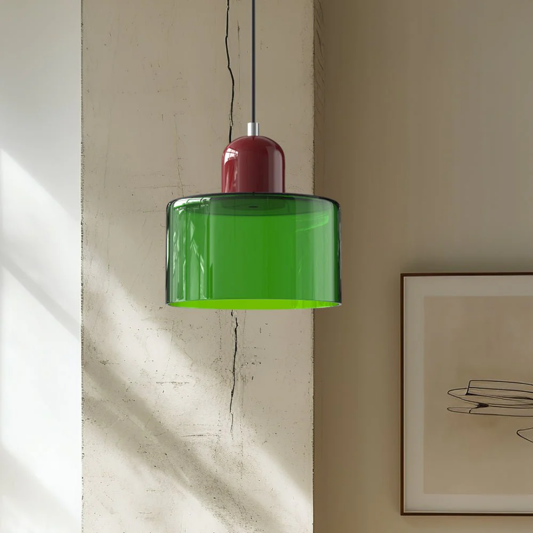 Hanglamp Retro met Glazen Kap en Verstelbare Kabellengte