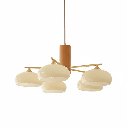 Hanglamp Retro met Glazen Kappen en Messing Armen voor Eetkamer
