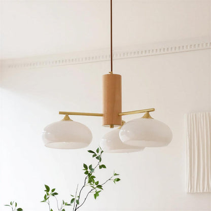Hanglamp Retro met Glazen Kappen en Messing Armen voor Eetkamer