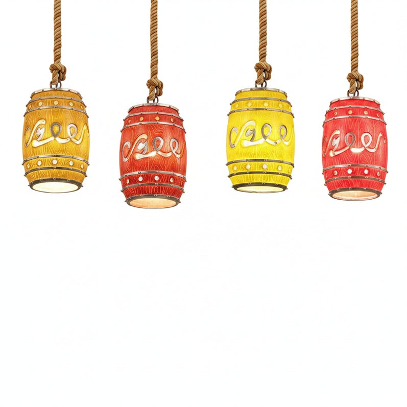 Hanglamp Retro Wijnvat met Henneptouw en Verstelbare Hoogte