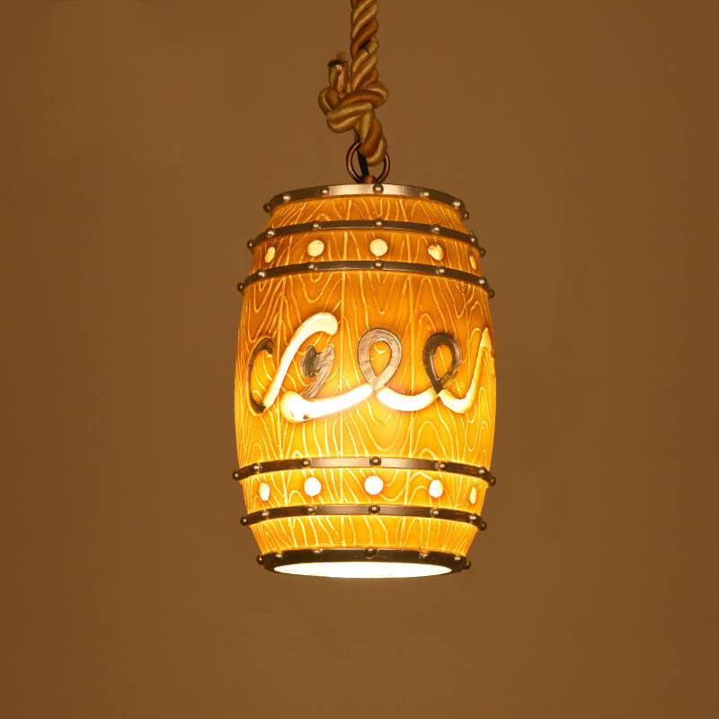 Hanglamp Retro Wijnvat met Henneptouw en Verstelbare Hoogte