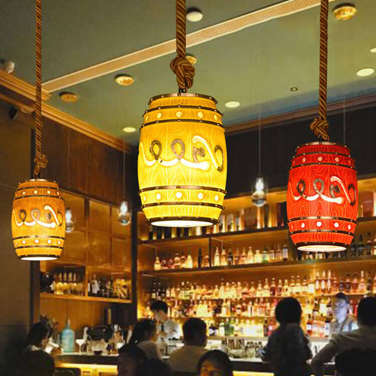 Hanglamp Retro Wijnvat met Henneptouw en Verstelbare Hoogte