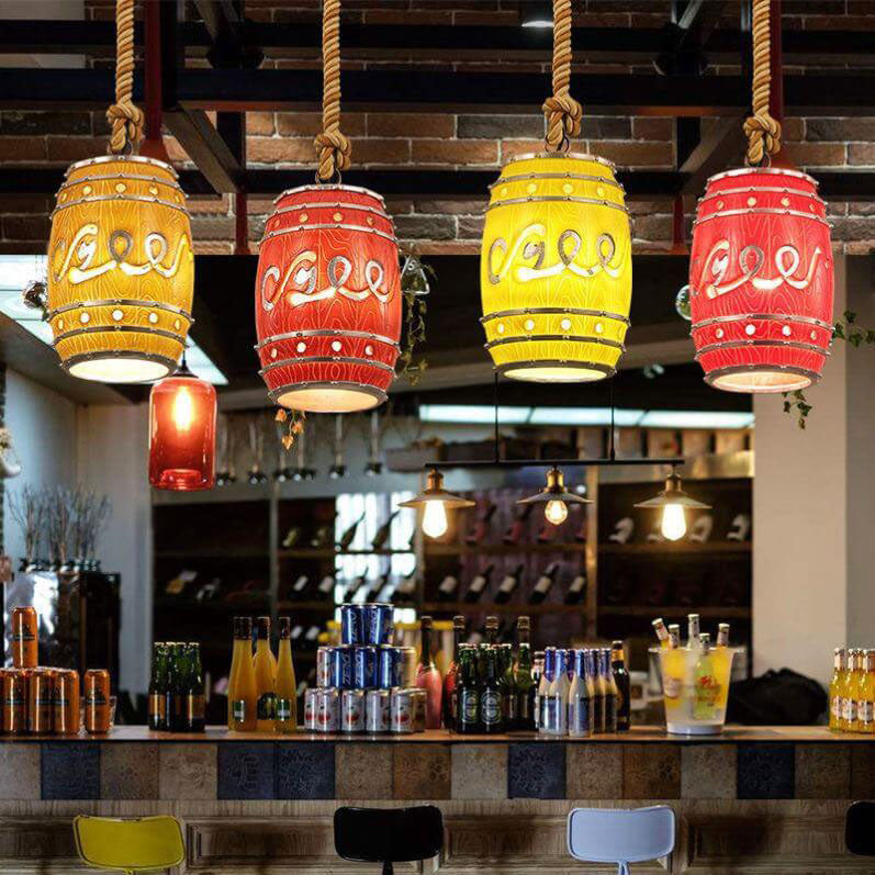 Hanglamp Retro Wijnvat met Henneptouw en Verstelbare Hoogte