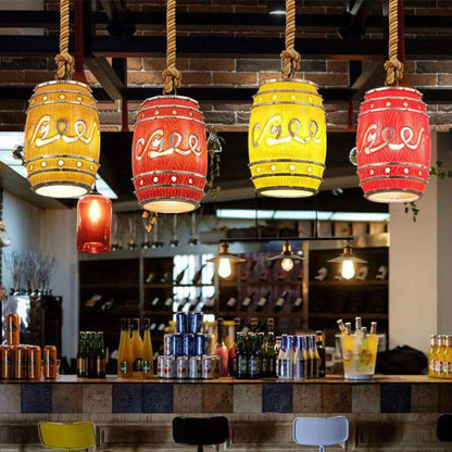 Hanglamp Retro Wijnvat met Henneptouw en Verstelbare Hoogte