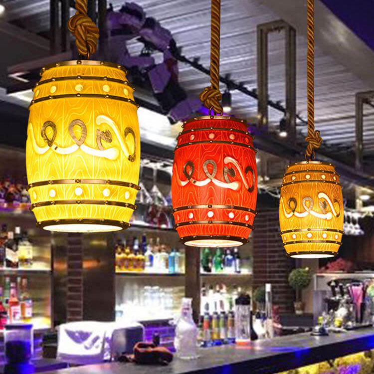 Hanglamp Retro Wijnvat met Henneptouw en Verstelbare Hoogte