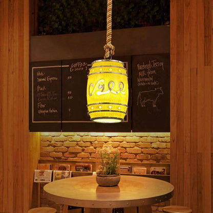 Hanglamp Retro Wijnvat met Henneptouw en Verstelbare Hoogte