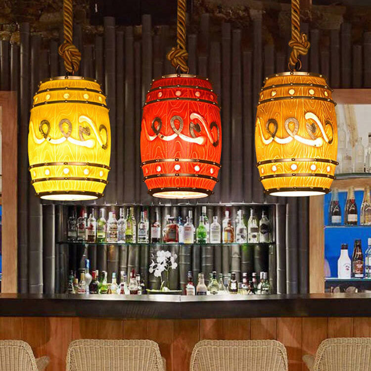 Hanglamp Retro Wijnvat met Henneptouw en Verstelbare Hoogte