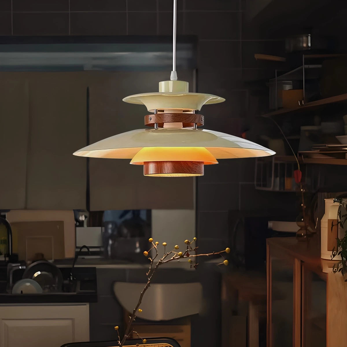 Hanglamp Scandinavisch met Gelaagde Kap en Verstelbare Hoogte