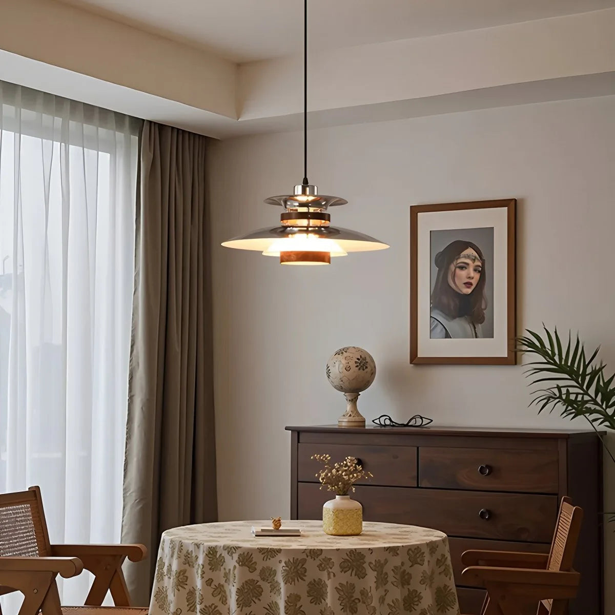 Hanglamp Scandinavisch met Gelaagde Kap en Verstelbare Hoogte