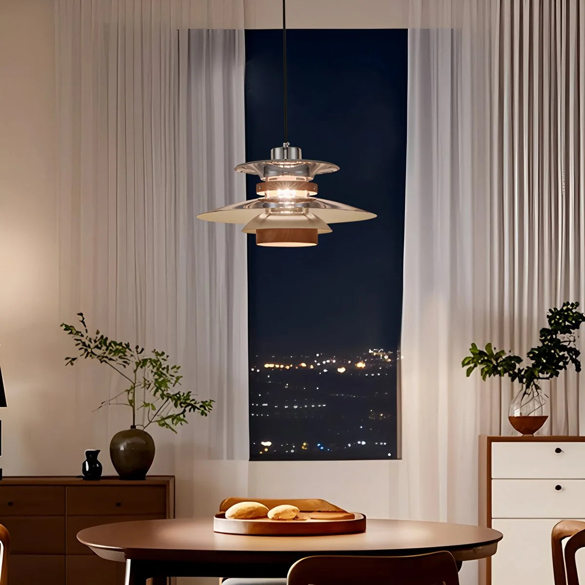 Hanglamp Scandinavisch met Gelaagde Kap en Verstelbare Hoogte