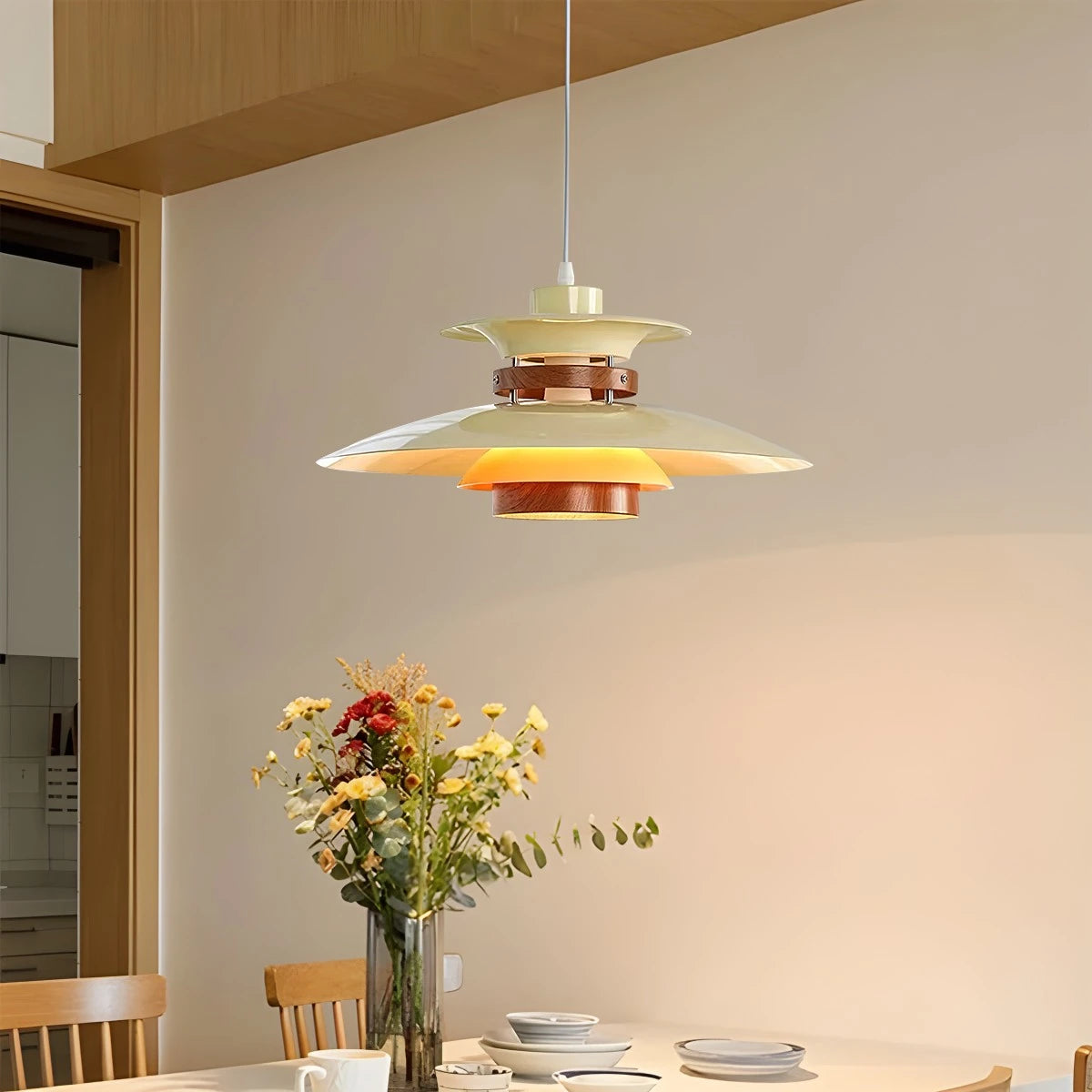 Hanglamp Scandinavisch met Gelaagde Kap en Verstelbare Hoogte