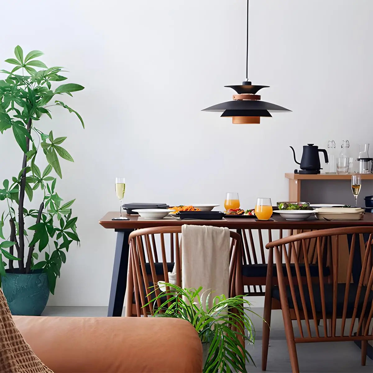 Hanglamp Scandinavisch met Gelaagde Kap en Verstelbare Hoogte