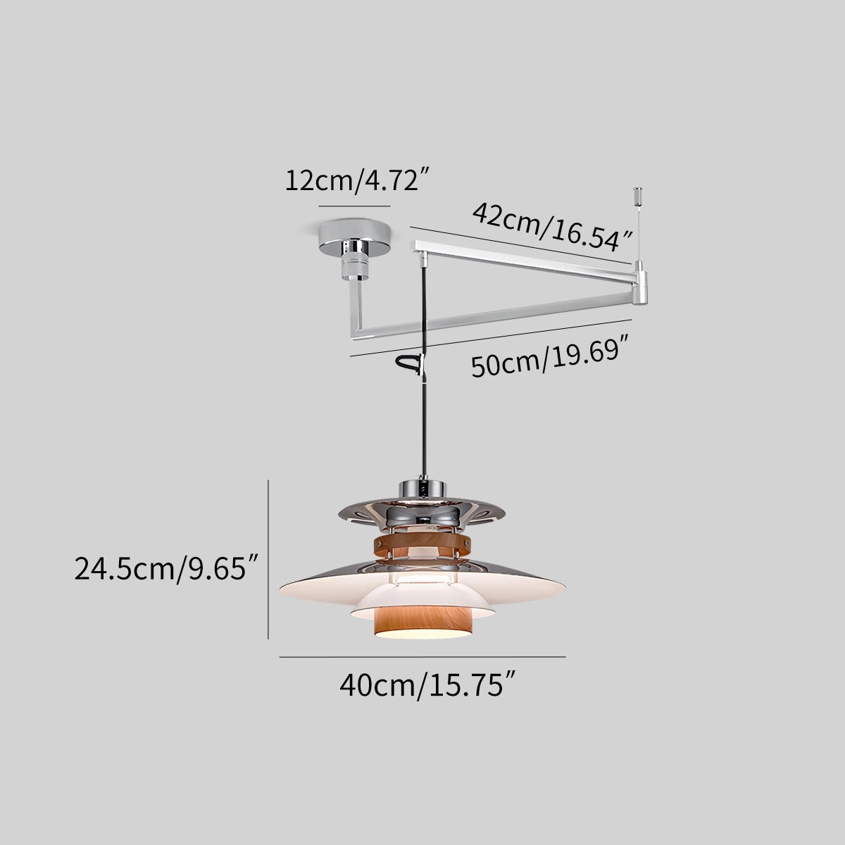 Hanglamp Scandinavisch met Gelaagde Kap en Verstelbare Hoogte