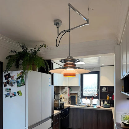 Hanglamp Scandinavisch met Gelaagde Kap en Verstelbare Hoogte