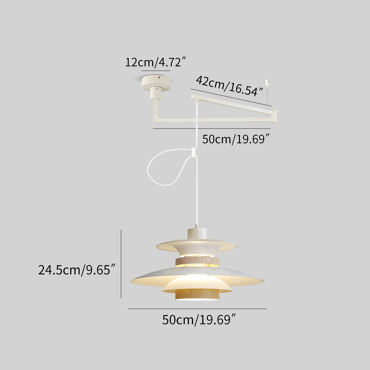Hanglamp Scandinavisch met Gelaagde Kap en Verstelbare Hoogte