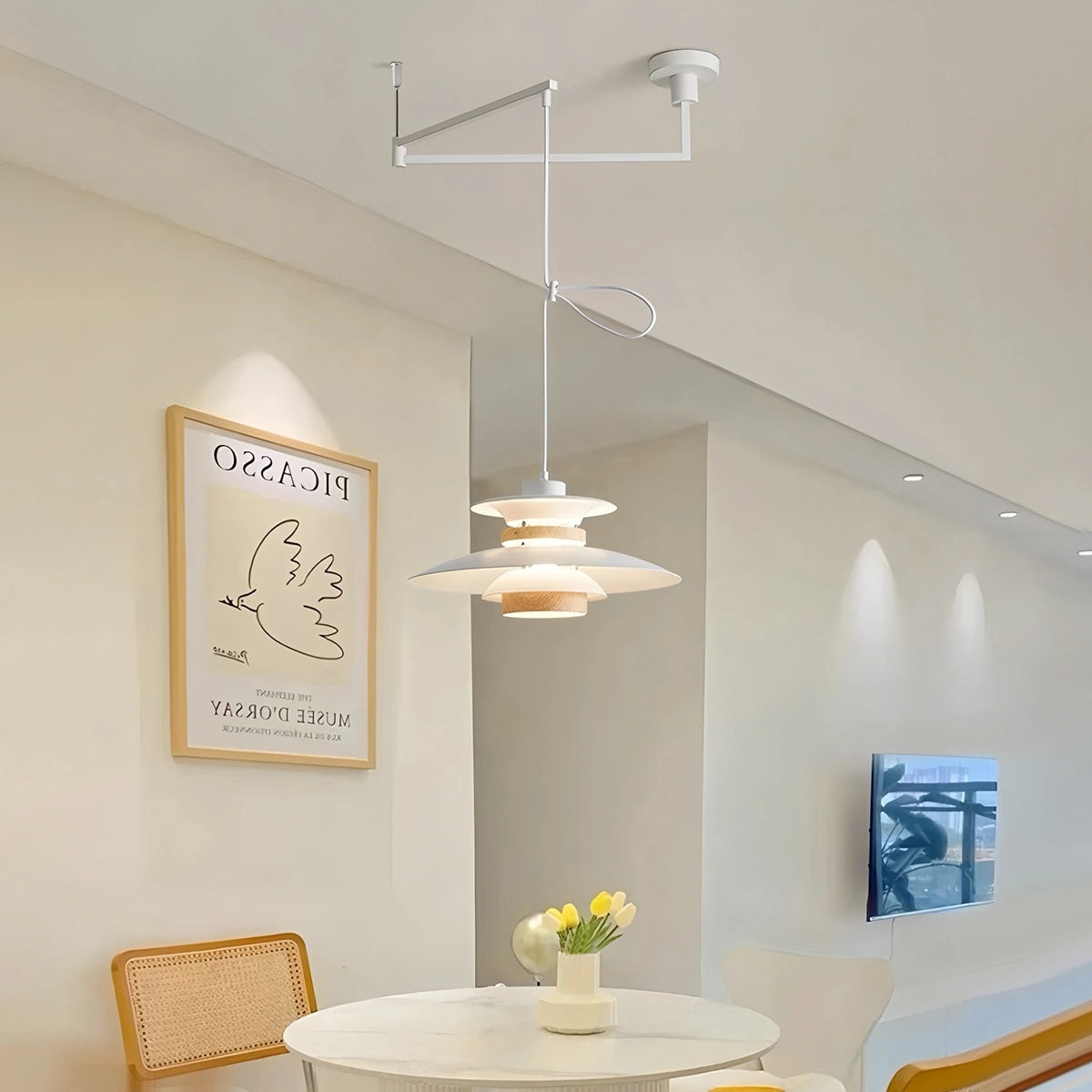 Hanglamp Scandinavisch met Gelaagde Kap en Verstelbare Hoogte