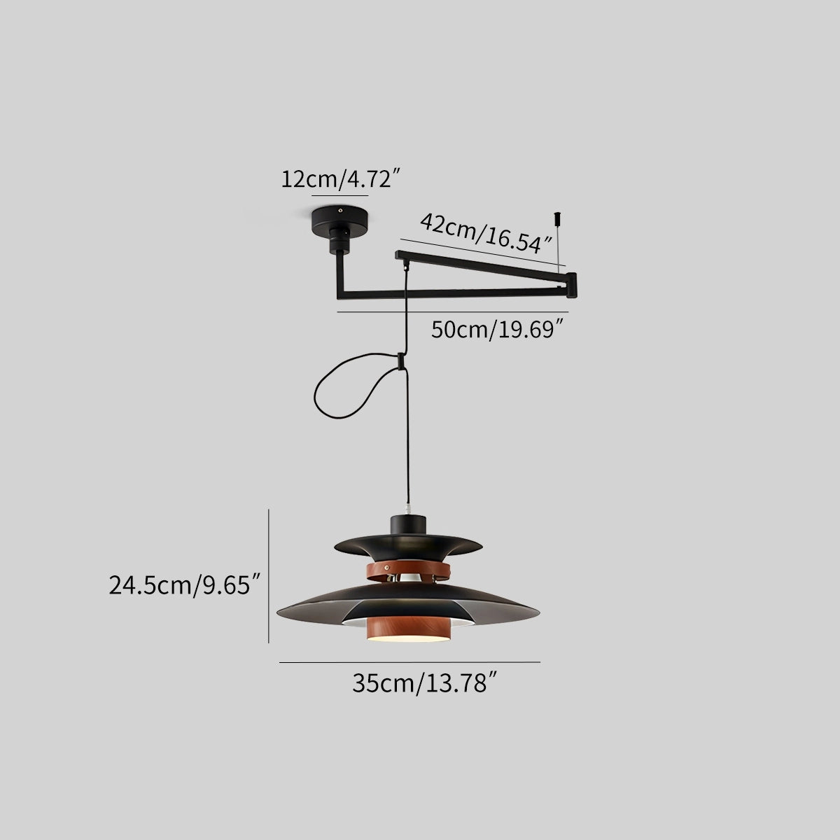 Hanglamp Scandinavisch met Gelaagde Kap en Verstelbare Hoogte
