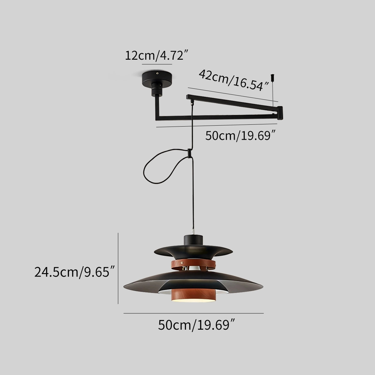 Hanglamp Scandinavisch met Gelaagde Kap en Verstelbare Hoogte