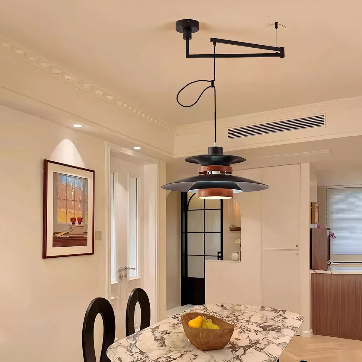 Hanglamp Scandinavisch met Gelaagde Kap en Verstelbare Hoogte