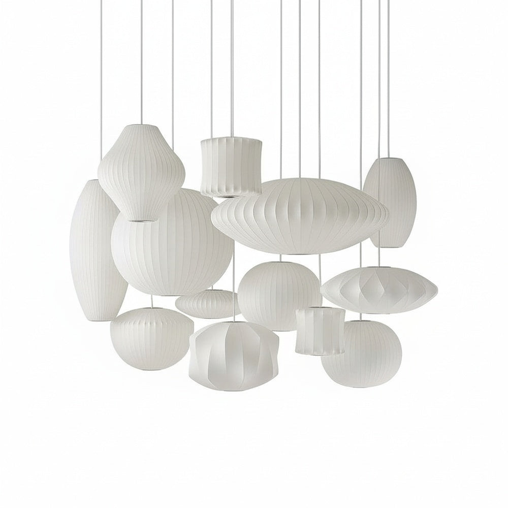 Hanglamp Scandinavisch met Geometrisch Draadframe en Zijden Kap