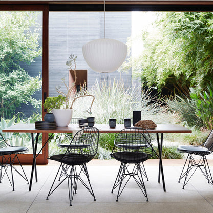 Hanglamp Scandinavisch met Geometrisch Draadframe en Zijden Kap