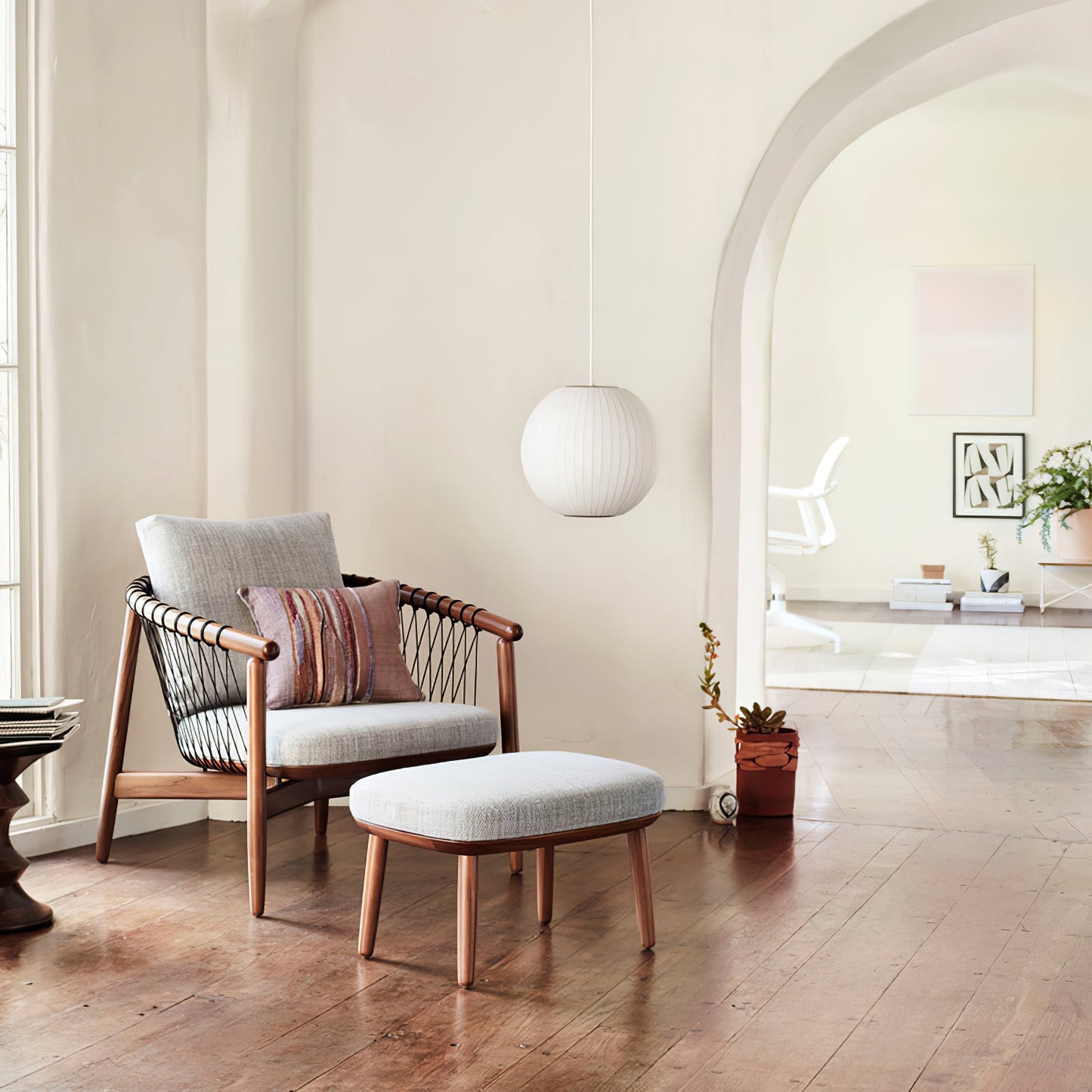 Hanglamp Scandinavisch met Geometrisch Draadframe en Zijden Kap