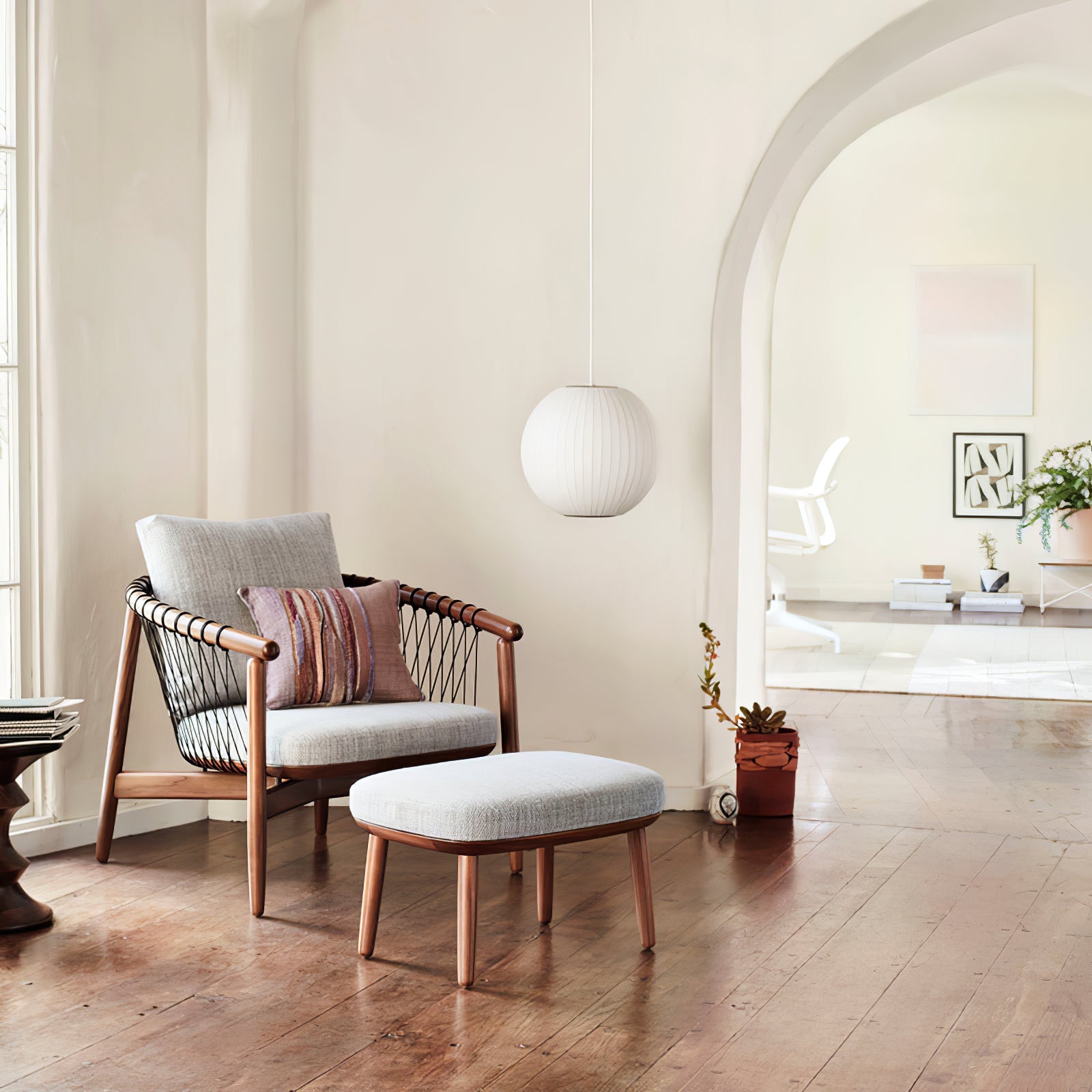 Hanglamp Scandinavisch met Geometrisch Draadframe en Zijden Kap