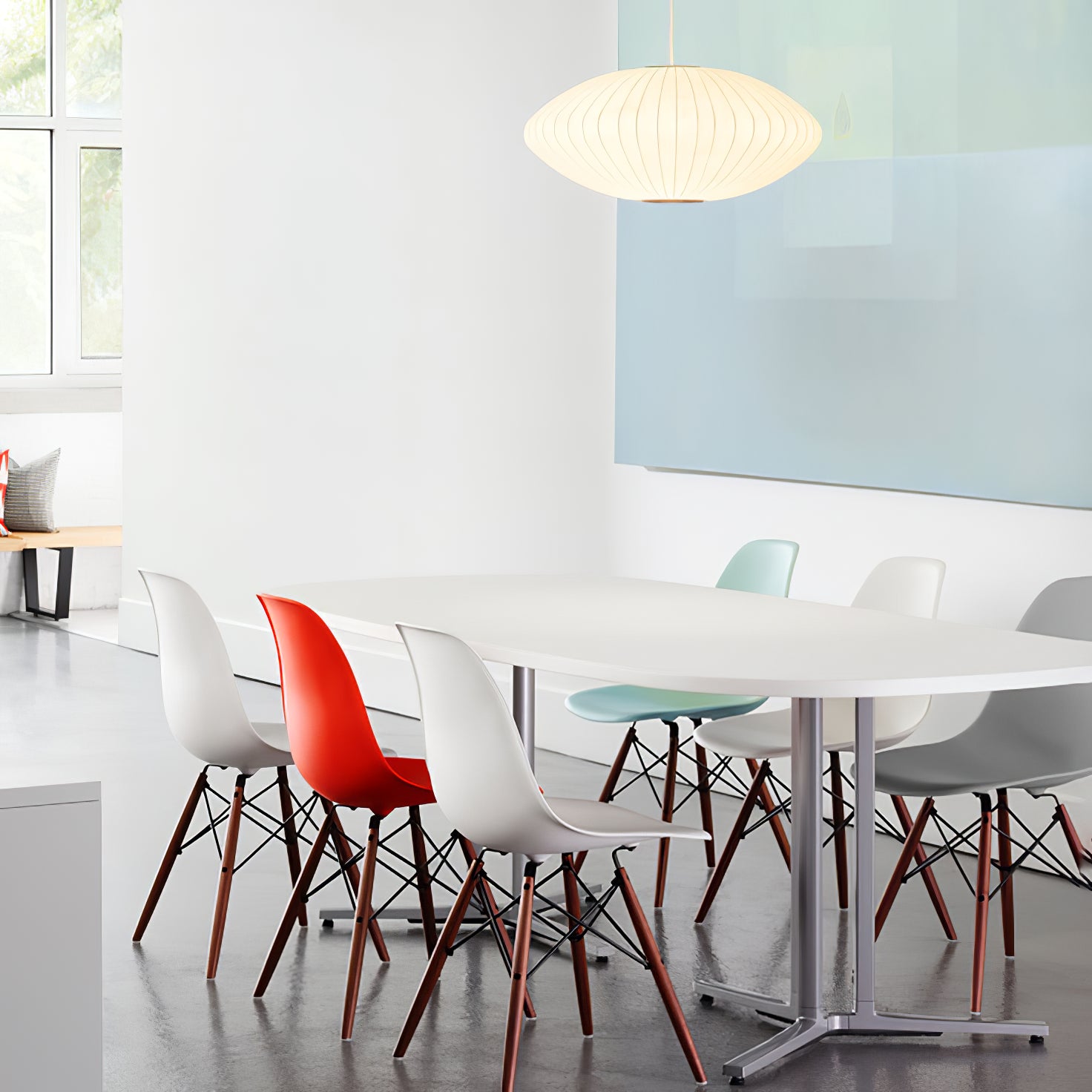 Hanglamp Scandinavisch met Geometrisch Draadframe en Zijden Kap