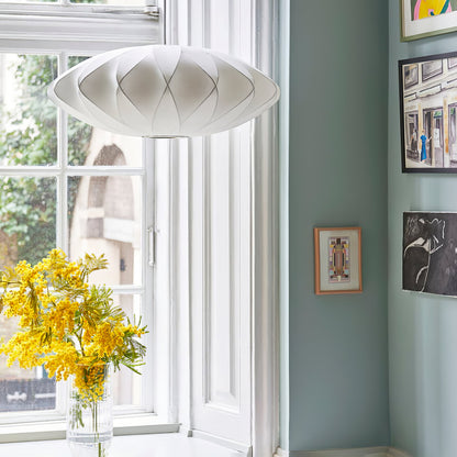 Hanglamp Scandinavisch met Geometrisch Draadframe en Zijden Kap