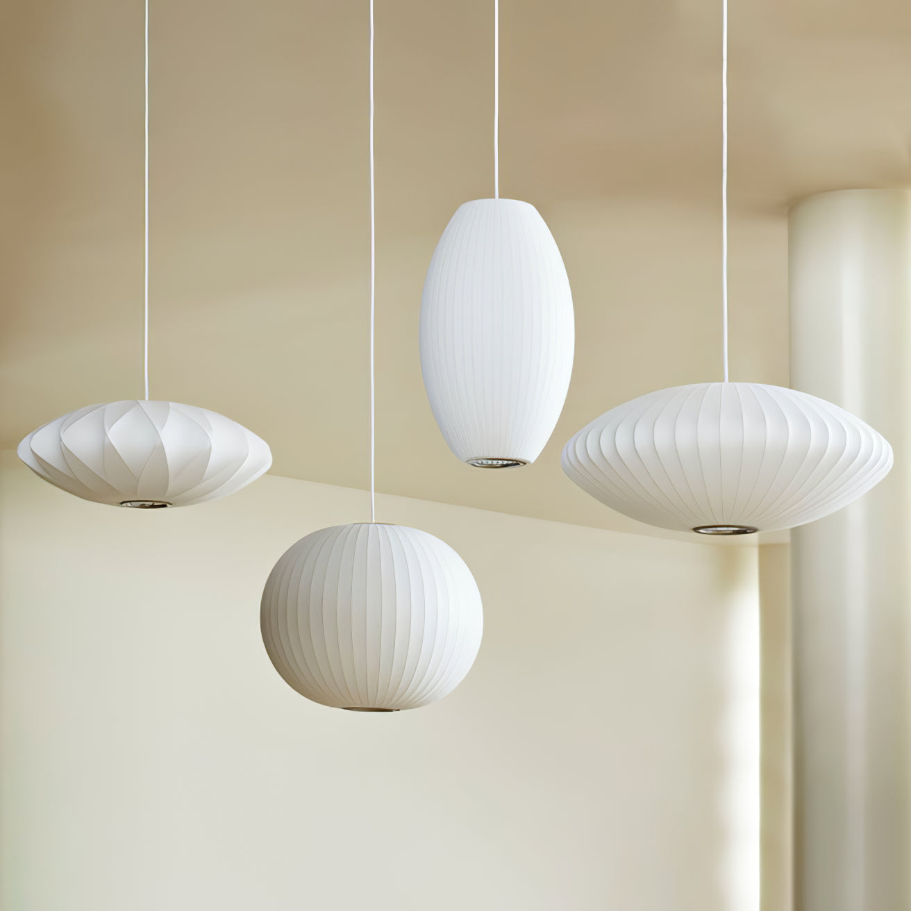Hanglamp Scandinavisch met Geometrisch Draadframe en Zijden Kap