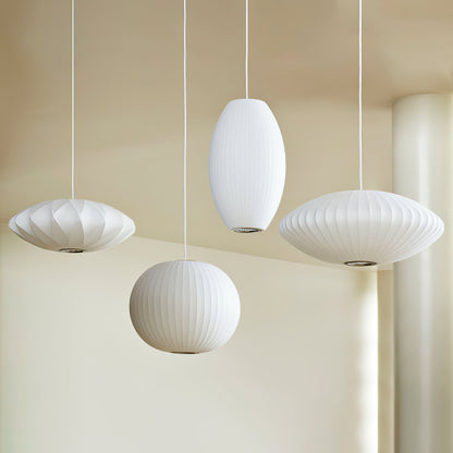 Hanglamp Scandinavisch met Geometrisch Draadframe en Zijden Kap