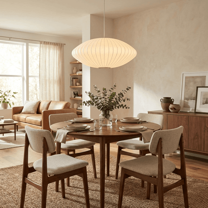 Hanglamp Scandinavisch met Geometrisch Draadframe en Zijden Kap