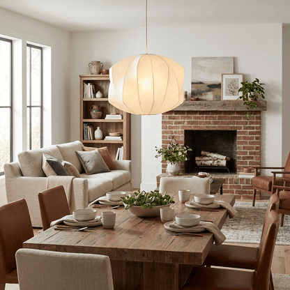Hanglamp Scandinavisch met Geometrisch Draadframe en Zijden Kap