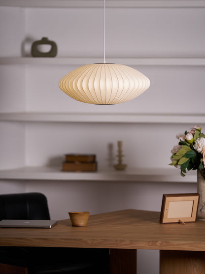 Hanglamp Scandinavisch met Geometrisch Draadframe en Zijden Kap