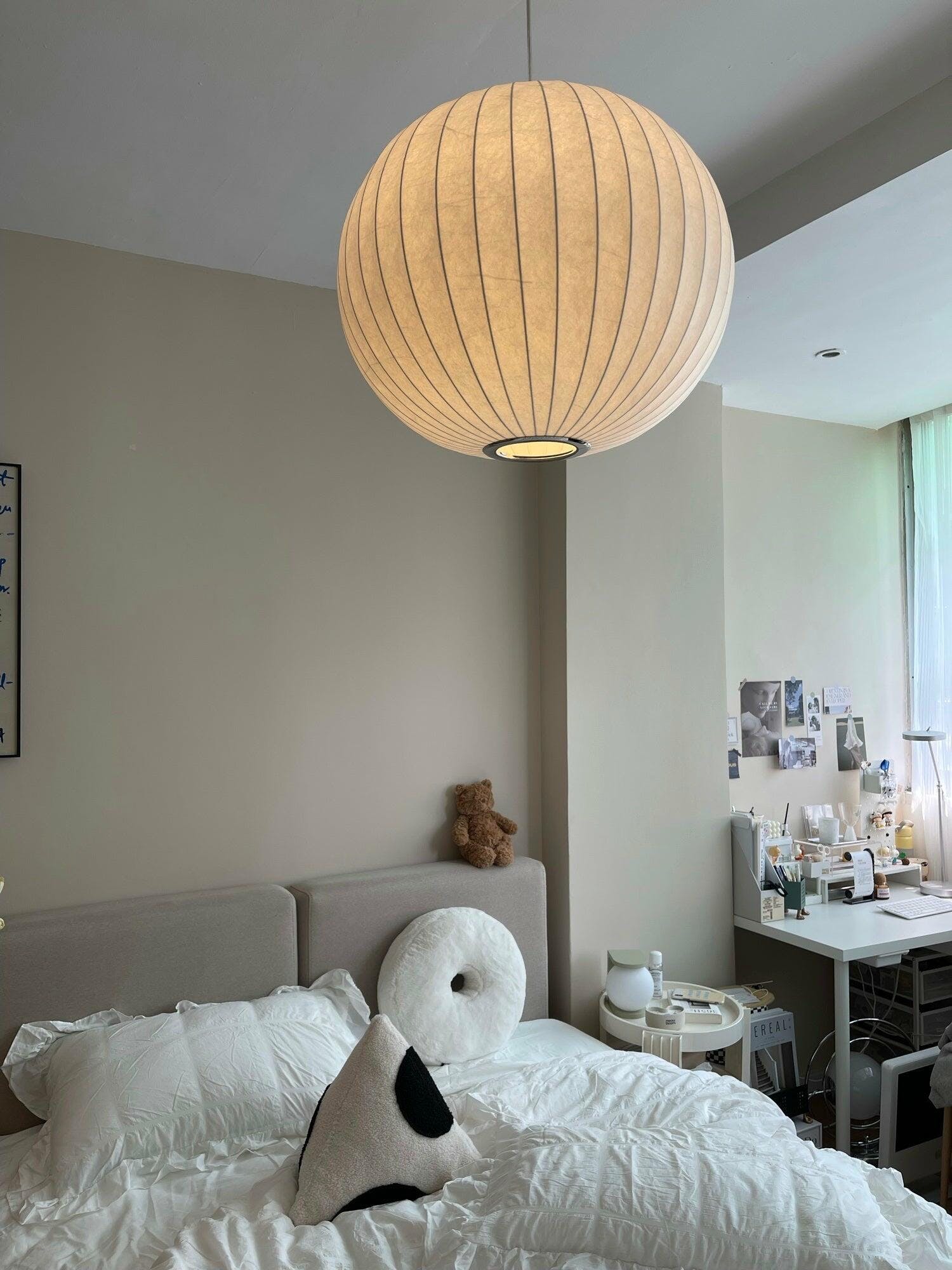 Hanglamp Scandinavisch met Geometrisch Draadframe en Zijden Kap