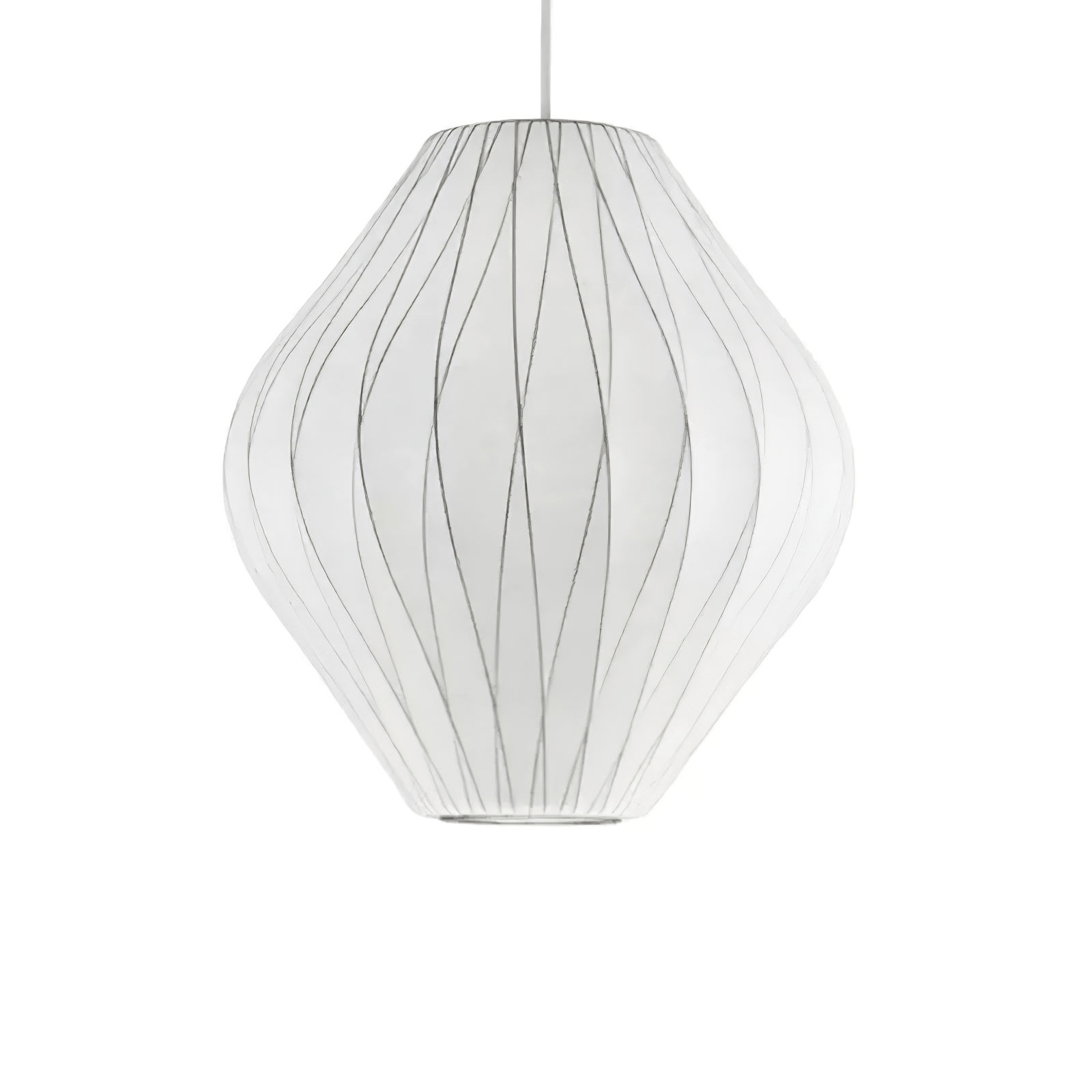 Hanglamp Scandinavisch met Geometrisch Draadframe en Zijden Kap