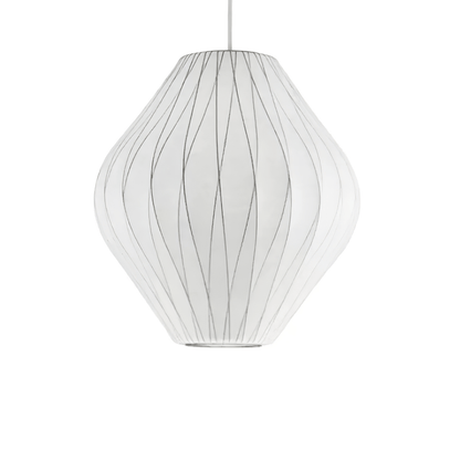 Hanglamp Scandinavisch met Geometrisch Draadframe en Zijden Kap