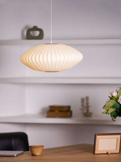 Hanglamp Scandinavisch met Geometrisch Draadframe en Zijden Kap