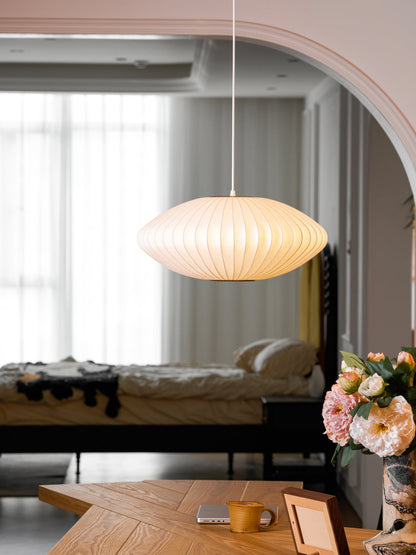 Hanglamp Scandinavisch met Geometrisch Draadframe en Zijden Kap
