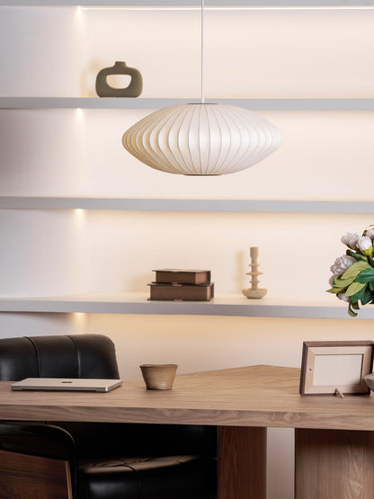 Hanglamp Scandinavisch met Geometrisch Draadframe en Zijden Kap